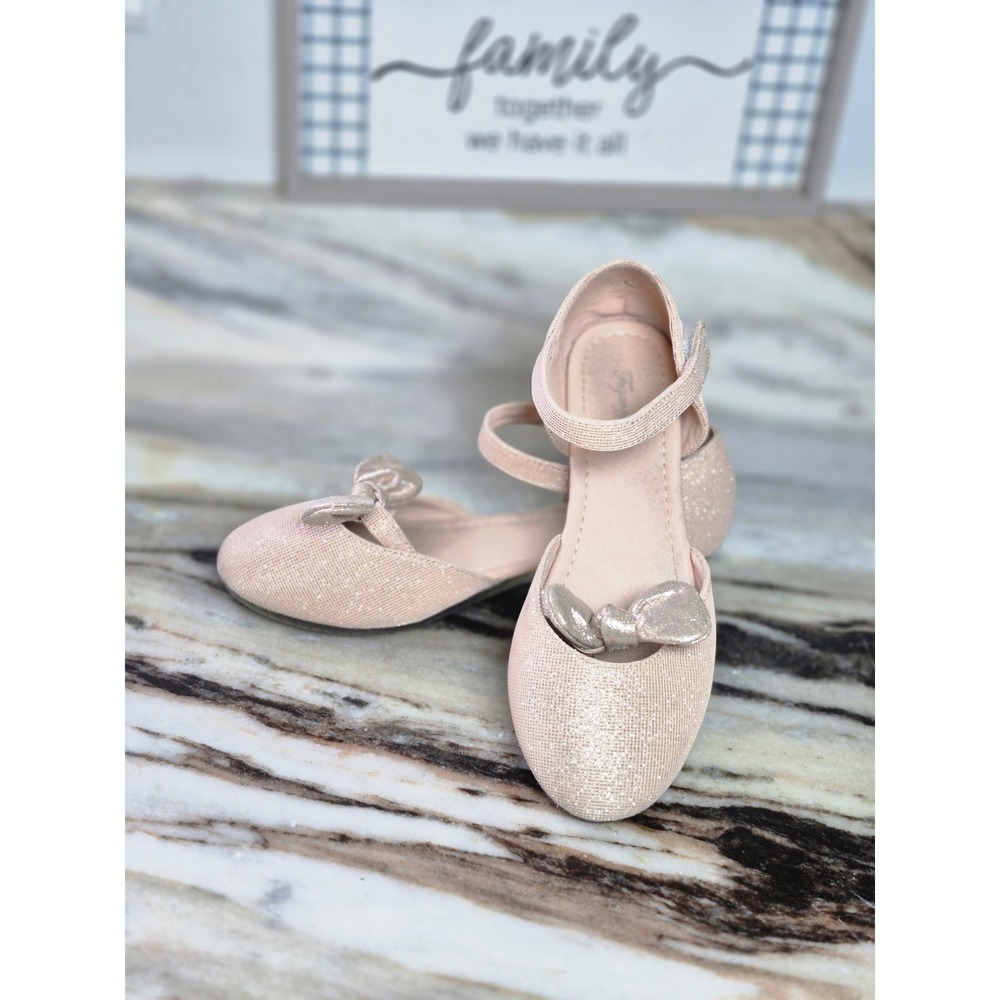 Fuyangyang Girls Pink Glitter Mary Jane Bow Dress Shoes Size‎ 35 EU 3 US